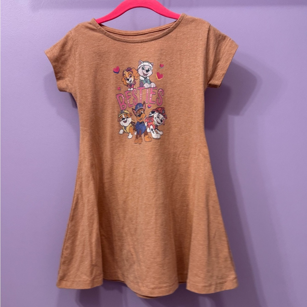 Kids Brown Dress with Cartoon Print